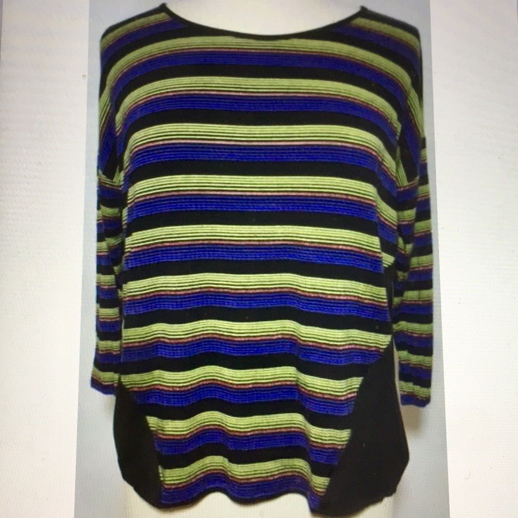 Mac + Jac Striped Top Sheer Back And Lower Sides